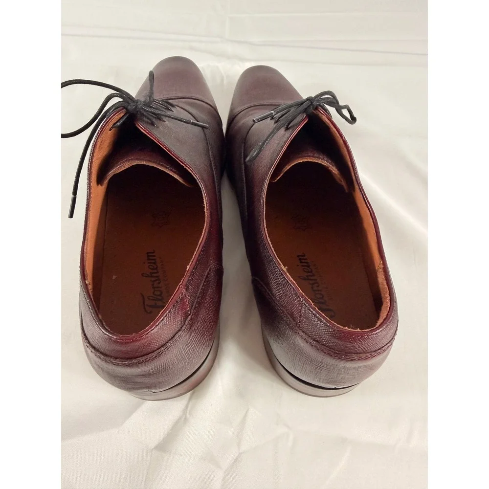 Florsheim Cap Toe Oxford Shoes 11D Burgundy Textured Leather 15175-501
